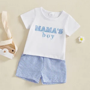 Toddler Boys Casual Outfits Printed Short Sleeve T-Shirt and Elastic Waist Shorts