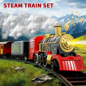 Electric Train Set for Kids Boys and Girls, Lights & Sound, Tracks